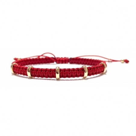 Bracelet Pomoro cordon rouge anneaux or rose