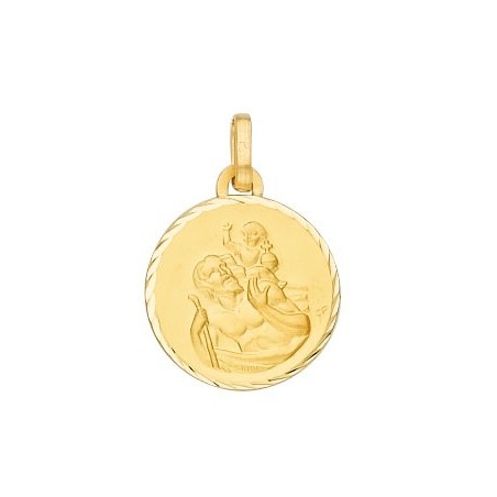 Médaille Saint Christophe diamanté or jaune