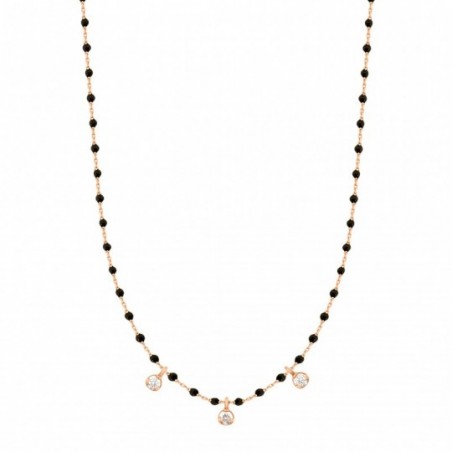 Collier Collection Mini Gigi Clozeau, diamant, perles de résine noire