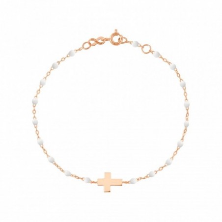 Bracelet Croix Gigi Clozeau, perles de résine blanche