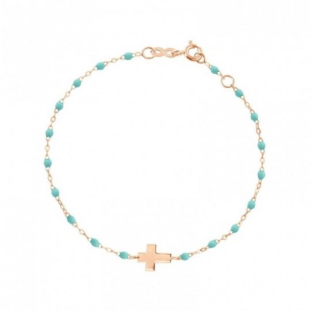 Bracelet Croix Gigi Clozeau, perles de résine vert d'eau