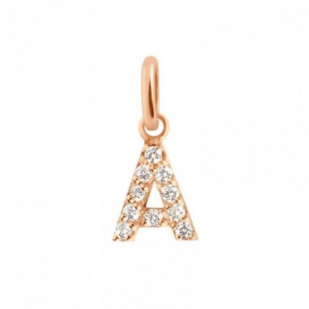 Pendentif lucky letter A, or rose, diamants