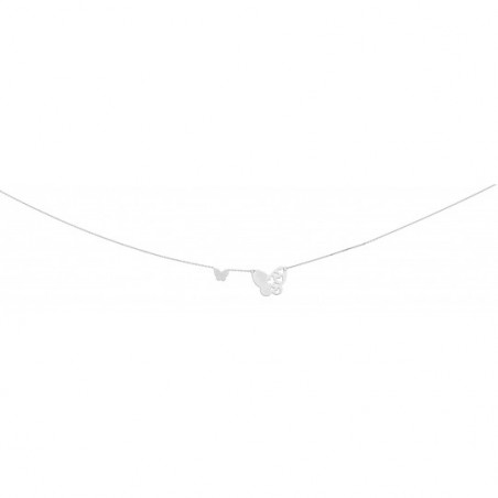 Collier motif papillons or blanc